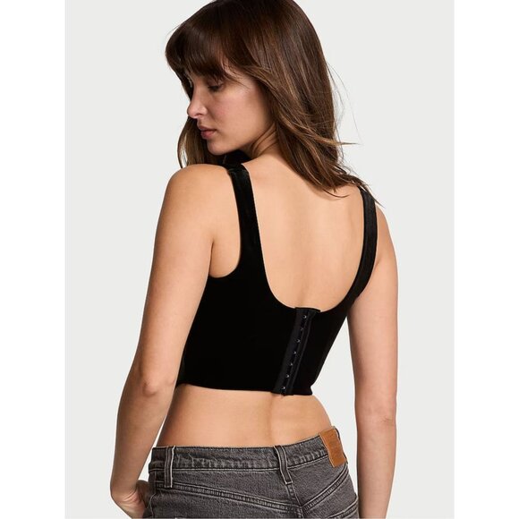 New! Victoria’s Secret Very Sexy Black Velvet Star Corset Bra Top 41817 - Picture 3 of 10
